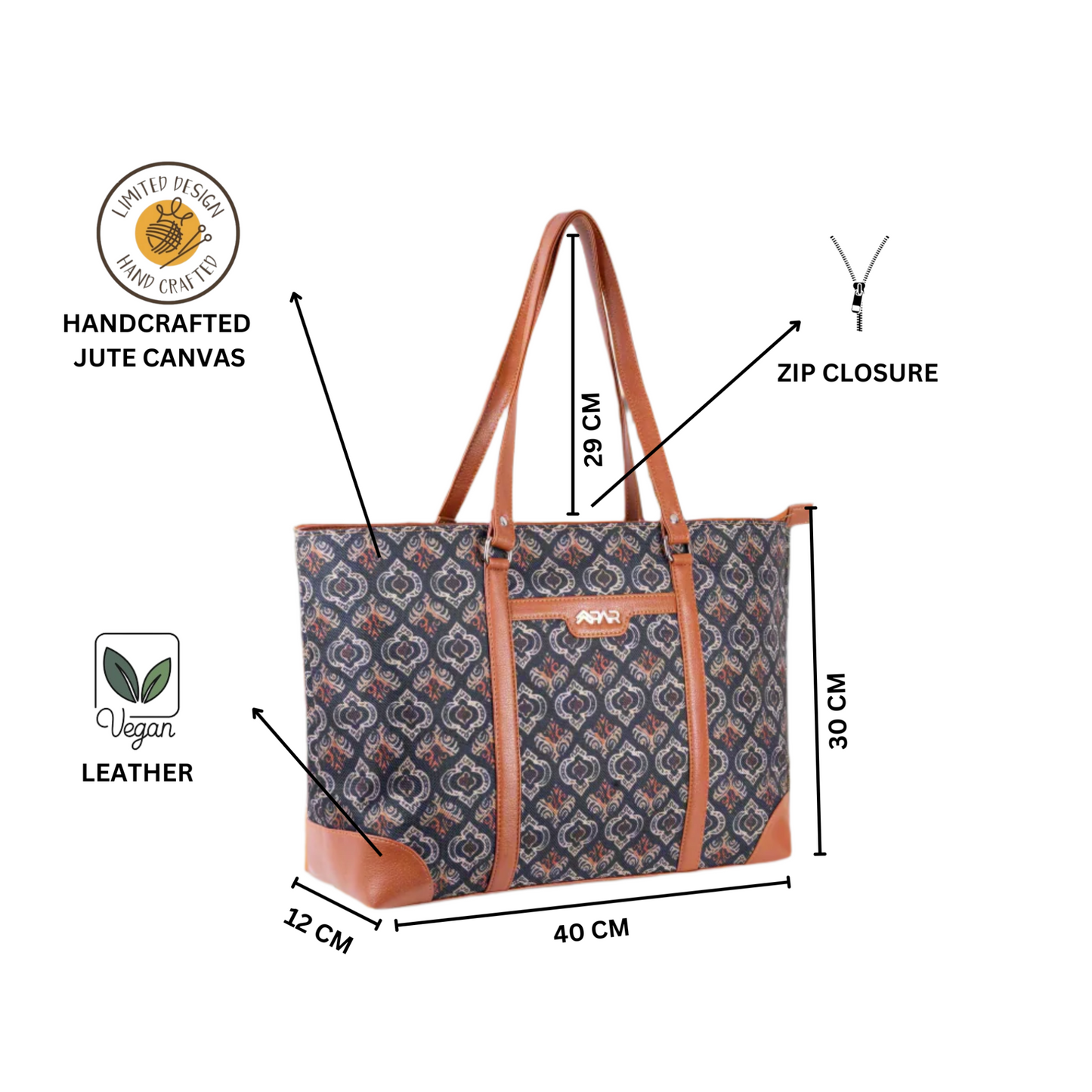 Ajrakh Shaded Office Tote Bag