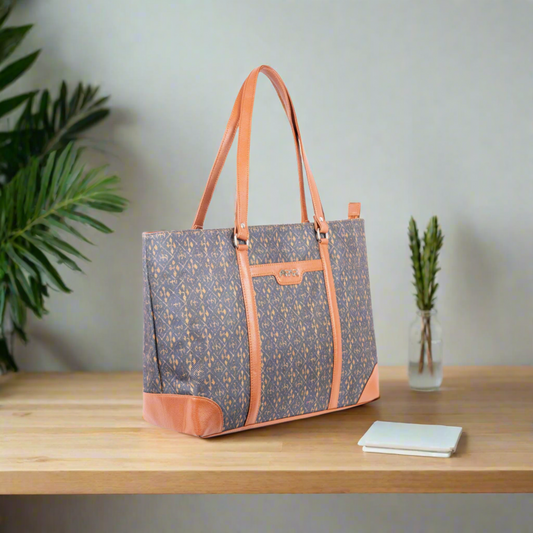 Ikat Denim Office Tote Bag